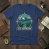 Seek Adventure t-shirt featuring a mountain landscape, river, and compass graphic