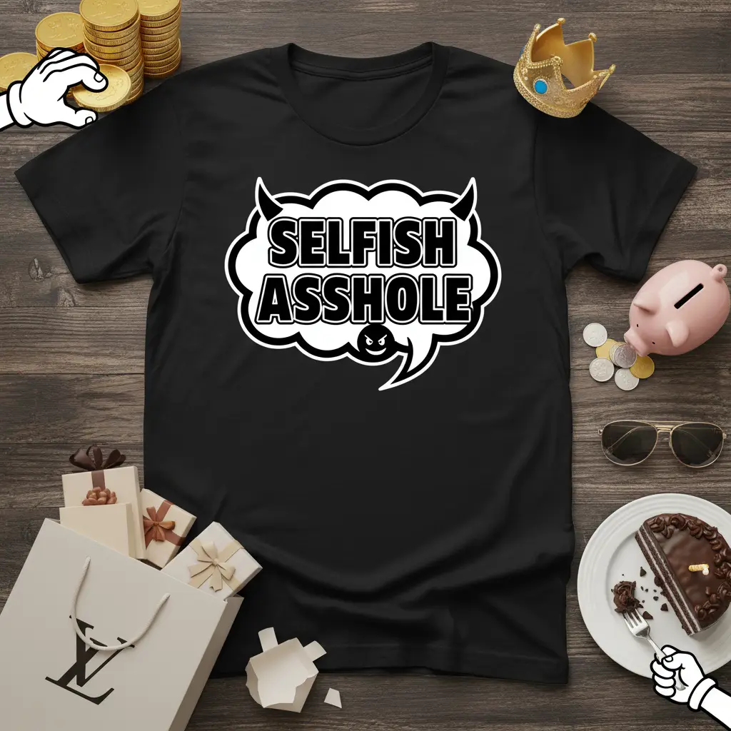 Selfish Asshole Funny Rude Quote T-Shirt Humorous Gift
