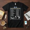 Senior Citizen Texting Code t-shirt design with a list of funny text abbreviations and their interpretations, featuring graphics of a