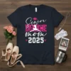 Senior Dance Mom 2025 t-shirt with graduation cap, dancer graphic, and year 2025