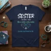 SESTER noun like a text design featuring detailed typography on quality t-shirt