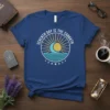 T-Shirt with "Seventh Day Is The Sabbath" text in a circle design featuring a sun, moon, and waves