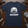 SHARP Eagle Diamond T-Shirt with bold white typography and a fierce eagle graphic, on a navy blue tee