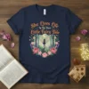 She Lives Life In Her Own Little Fairy Tale t-shirt design with a fairy in an enchanted forest