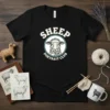 Black t-shirt with "SHEEP PORTRAIT CLUB" text and a geometric sheep head graphic