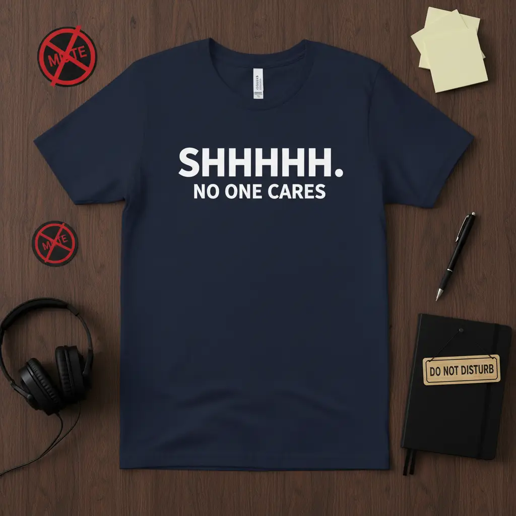 Shhhhh. No One Cares Funny Sarcastic Quote T-Shirt