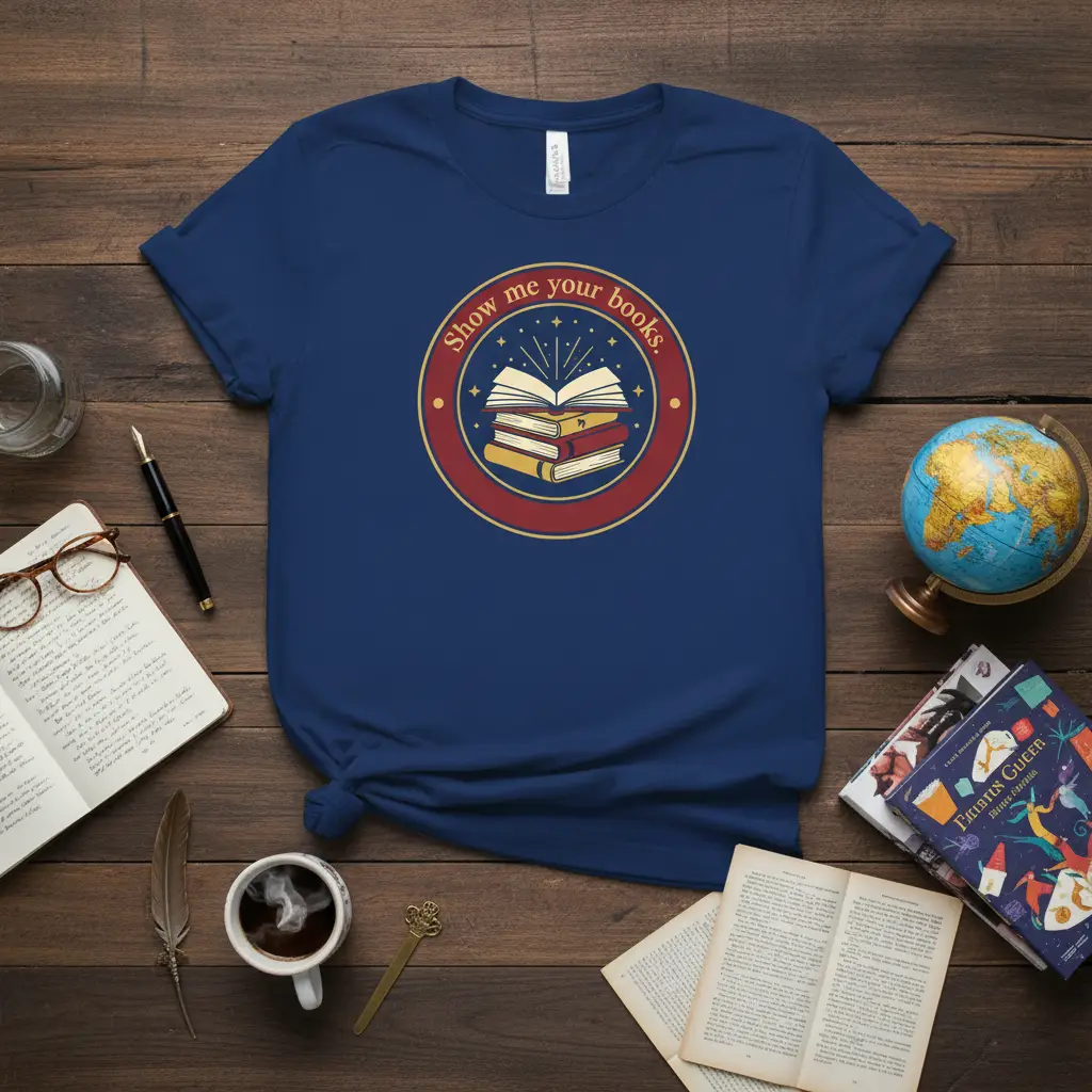 Show Me Your Books Literary T-Shirt for Book Lovers