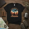 Sierra Vista AZ Arizona t-shirt design with howling wolf, eagle, cacti, and mountains in a vintage circle graphic