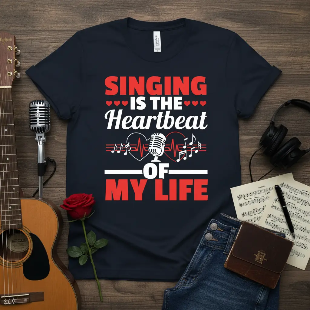 Singing Is the Heartbeat of My Life T-Shirt Music Lover Gift