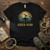 Black t-shirt with a vintage sunset graphic featuring the Siren Head monster and text