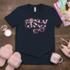 Navy t-shirt with "Sissy" text in leopard print, pink flower, and pink heart sunglasses graphic