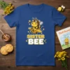 Sister Bee t-shirt design with a cute cartoon bee wearing aviator goggles and a helmet, flying a yellow airplane