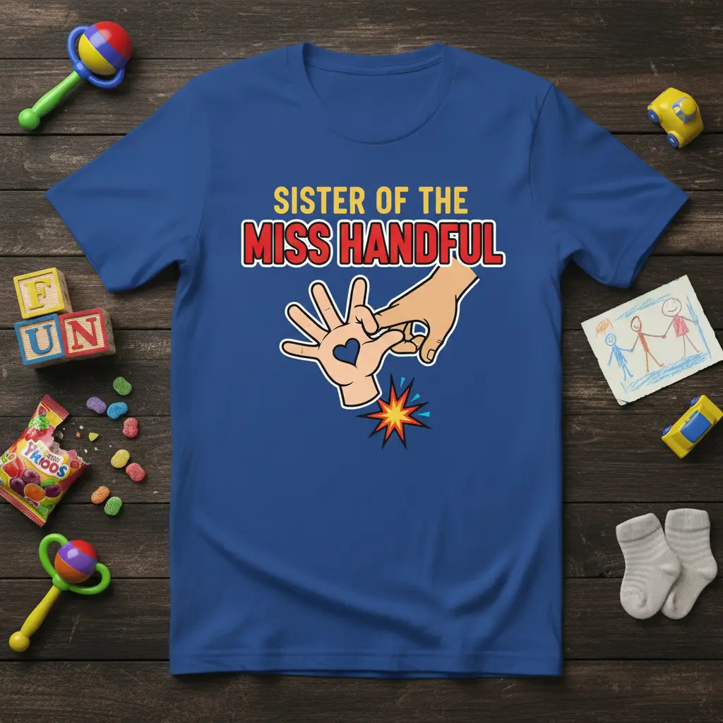 Sister of the Miss Handful T-Shirt Funny Sibling Gift Idea