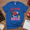 Retro "Six Seven 14 Bruh" Valentine's Day t-shirt design with a sunglasses-wearing heart character, rose, and digital clock showing 02:14