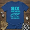 Vintage SIX SEVEN 67 79 67 SIX SEVEN t-shirt design with retro automotive graphics and racing stripes