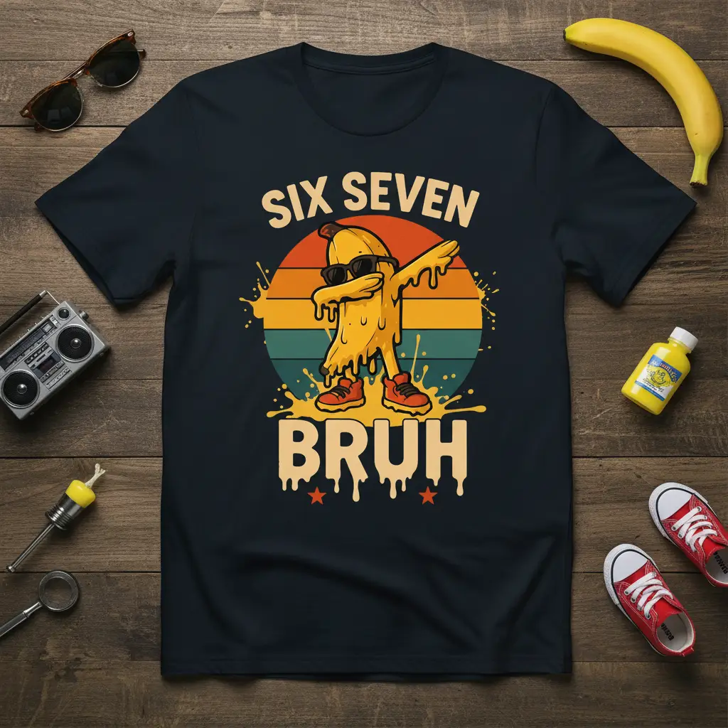 Six Seven Bruh Birthday Boy T-Shirt Funny Banana Gift