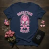 Skeleton Heart T-Shirt with pink heart and bones graphic design on quality cotton t-shirt fabric