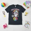 Skills Loading unicorn design with soccer ball and loading bar on a dark t-shirt