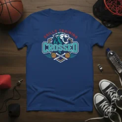 Skills Training Crossed basketball t-shirt design featuring a tiger mascot and crossed basketballs