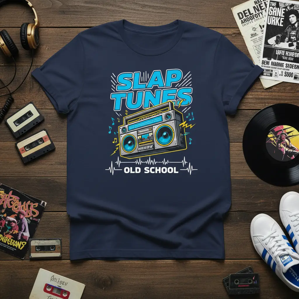 Slap Tunes Old School Boombox T-Shirt 80s Retro Music Gift