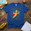 Slay all Day 4th grade t-shirt with a muscular superhero pencil graphic and yellow stars