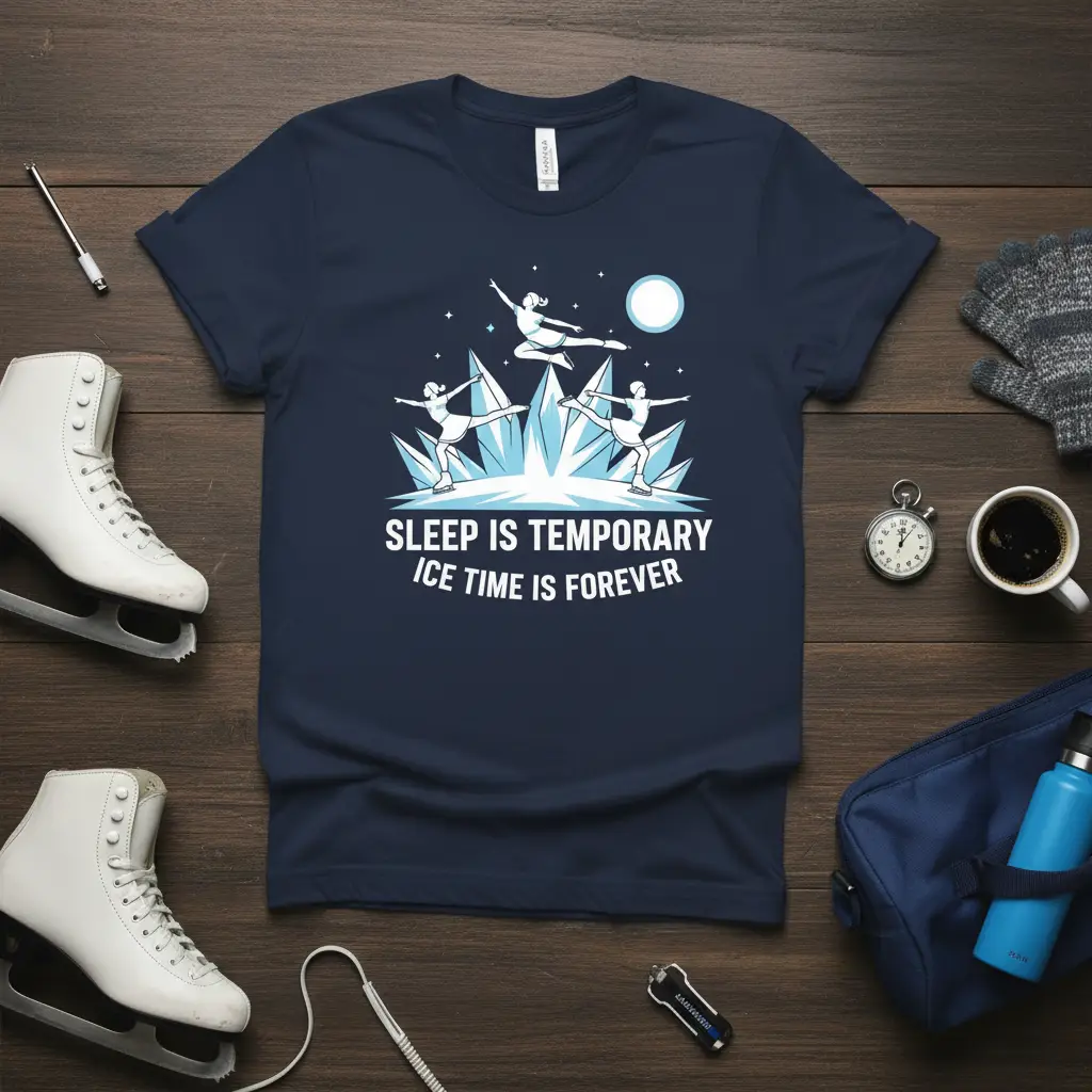 Sleep Is Temporary Ice Time Is Forever T-Shirt for Skaters