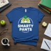 Smarty Pants t-shirt design with a cartoon owl wearing a graduation cap on an open book