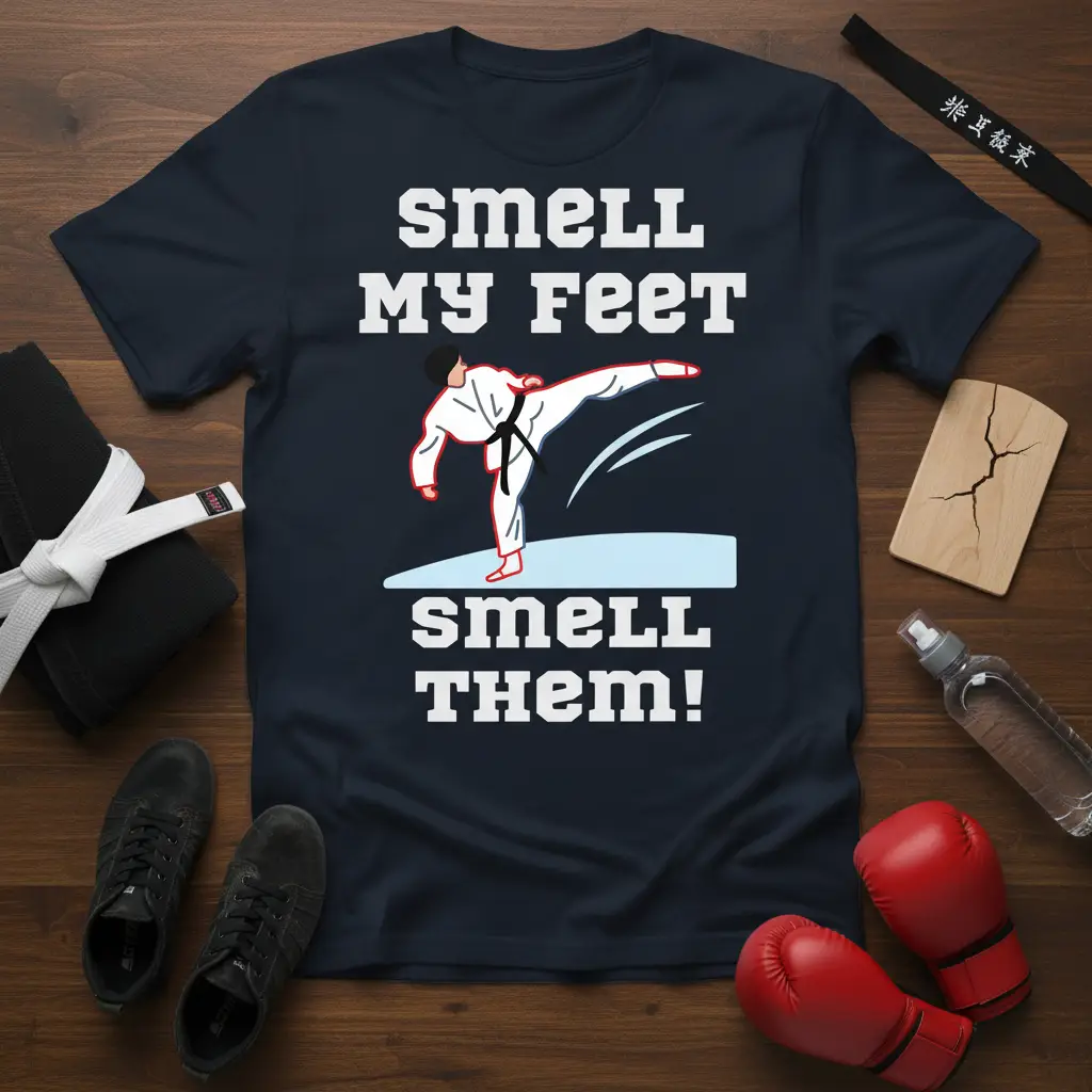 Smell My Feet Smell Them! Karate Kick T-Shirt Funny Fighter Gift