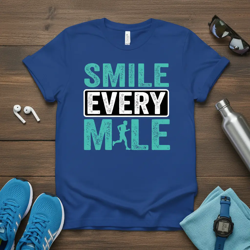 Smile Every Mile Running T-Shirt Gift for Athletes