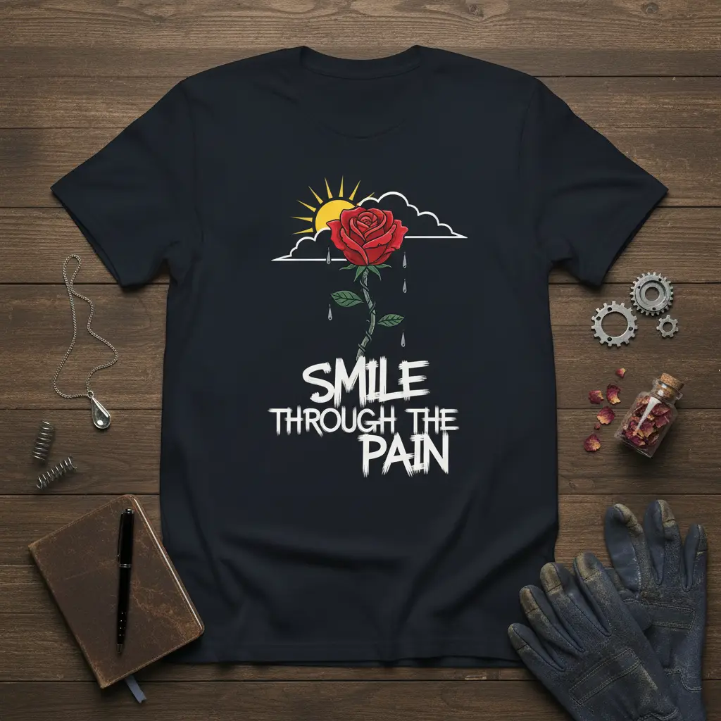 Smile Through the Pain Rose T-Shirt Inspirational Quote