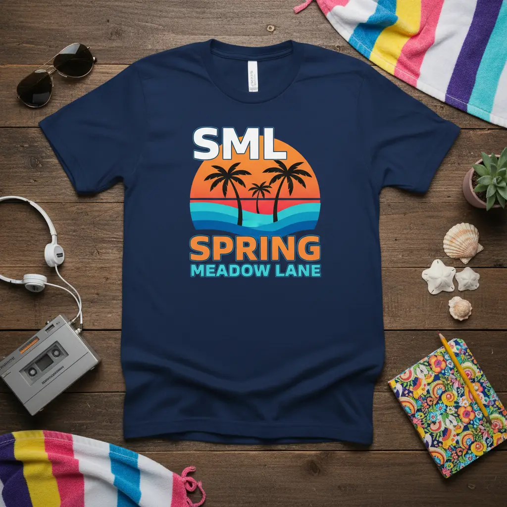 Sml Spring Meadow Lane Retro Sunset T-Shirt