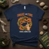Snake and Fire Primal Connection t-shirt design featuring a coiled snake, hand, and flames
