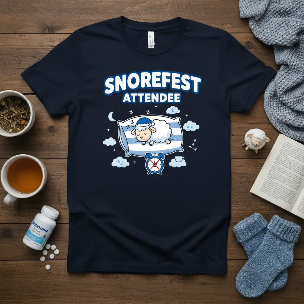 Snorefest Attendee Sheep T-Shirt Funny Sleepy Gift