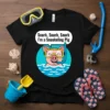 Snork, Snork, Snork I'm a Snorkeling Pig text with a cartoon pig wearing goggles and snorkel in water
