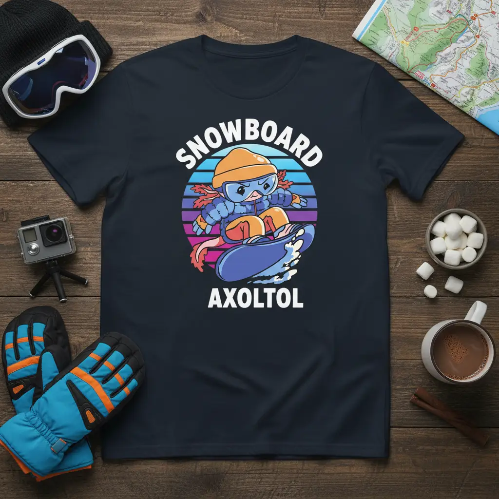 Snowboard Axolotol T-Shirt Cute Winter Sports Gift