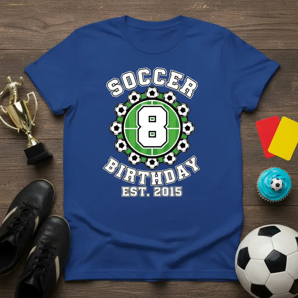 Soccer Birthday Est. 2015 T-Shirt Fun Gift for 8 Year Olds
