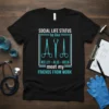T-shirt design with text "SOCIAL LIFE STATUS be like KELLY ALIS RICH meet my FRIENDS FROM WORK" and medical instrument