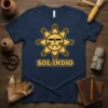 Sol Indio t-shirt featuring a yellow sun symbol with a sad face and the text "SOL INDIO" below in yellow