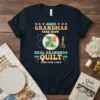 Some Grandmas Take Naps Real Grandmas Quilt text design with sewing graphics, on a navy t-shirt