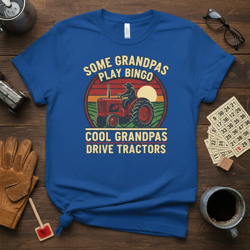 Some Grandpas Play Bingo Cool Grandpas Drive Tractors quote on a vintage tractor graphic tee