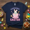 Somebunny Easter t-shirt with a cute bunny in a teacup and pastel floral design