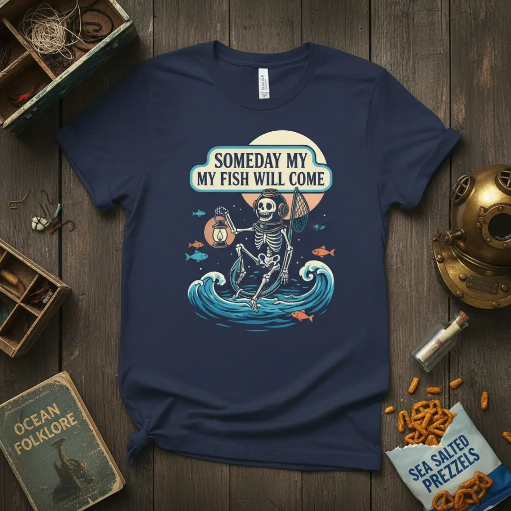 Someday My My Fish Will Come Skeleton Fishing Tee