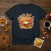 Son of a burger design with text and illustration of a stacked bacon, egg, and cheese burger on a navy