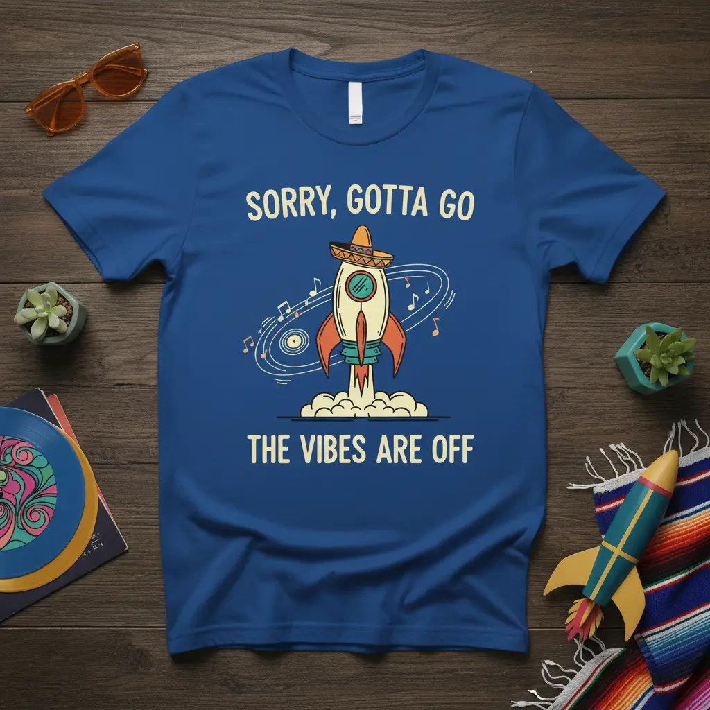 Sorry, Gotta Go the Vibes Are Off Rocket T-Shirt