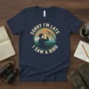 Sorry I'm Late I Saw A Bird t-shirt with a silhouette of a birdwatcher using binoculars and a bird on