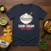 Sour Cream 100% Yummy t-shirt design featuring a bowl of sour cream with chives and red pepper flakes