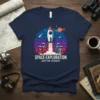 Space Exploration Join The Journey t-shirt with rocket, astronauts, planets, and stars design
