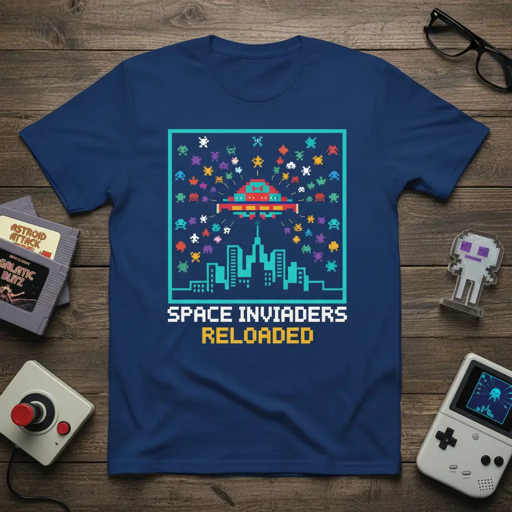 Space Invaders Reloaded T-Shirt Retro Arcade Gamer Gift
