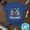 Space Jammer Cosmic Beat Drop T-Shirt with astronaut DJ graphic and galaxy background