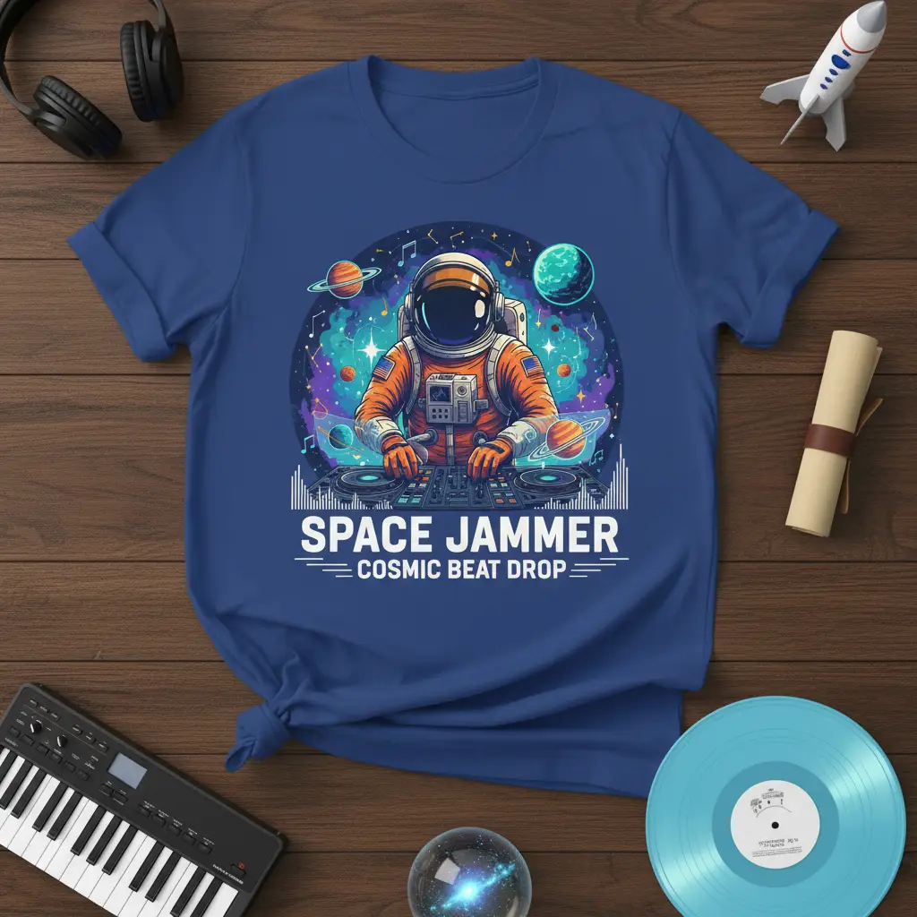 Space Jammer Cosmic Beat Drop T-Shirt Dj Astronaut Design